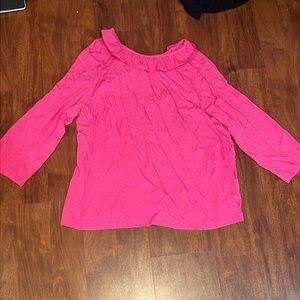 NWT size L crown and ivy pink blouse with ruffle detail and tie on back